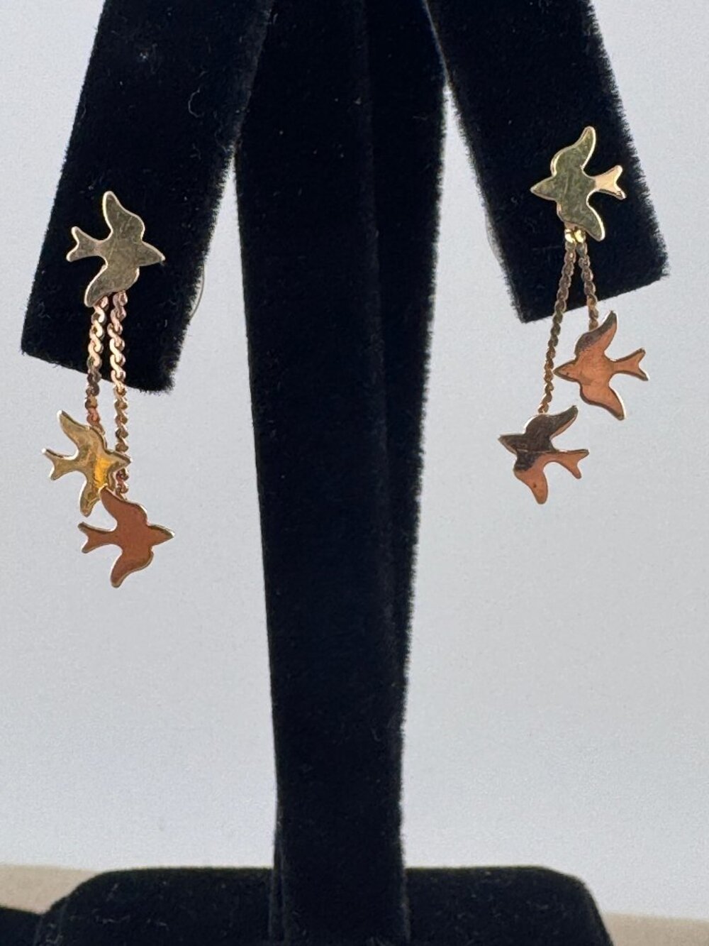 14 Karat Gold Birds of Peace Drop Post Earrings